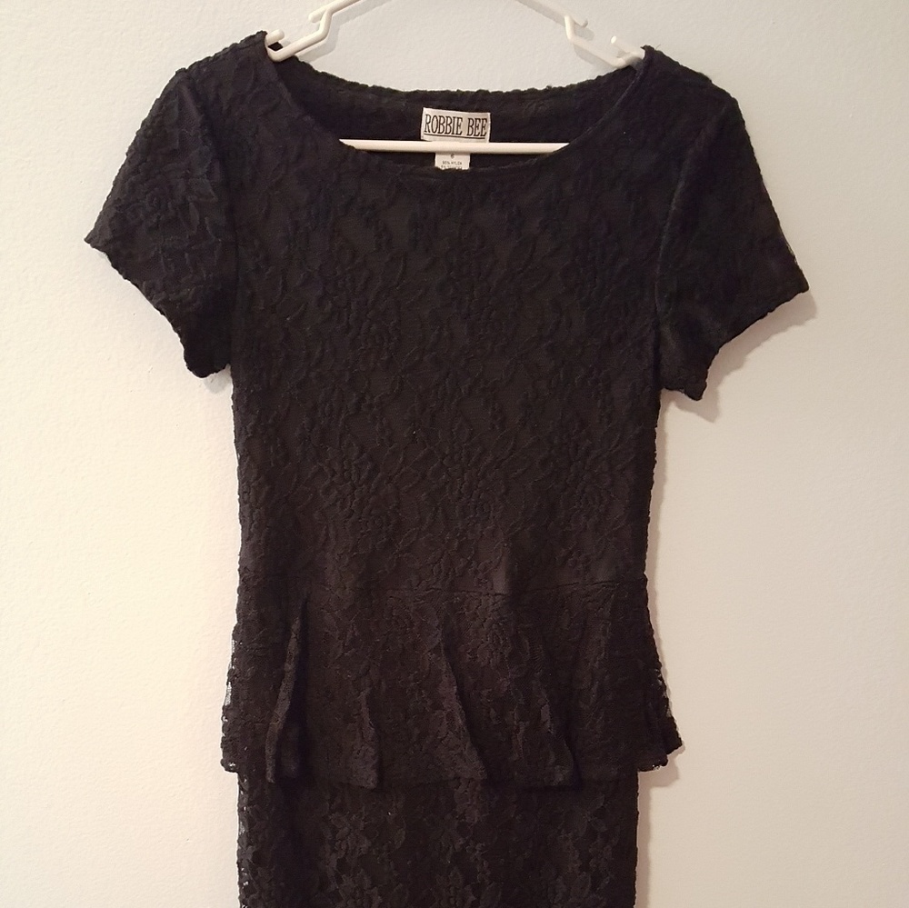 Navy Peplum Lace Dress